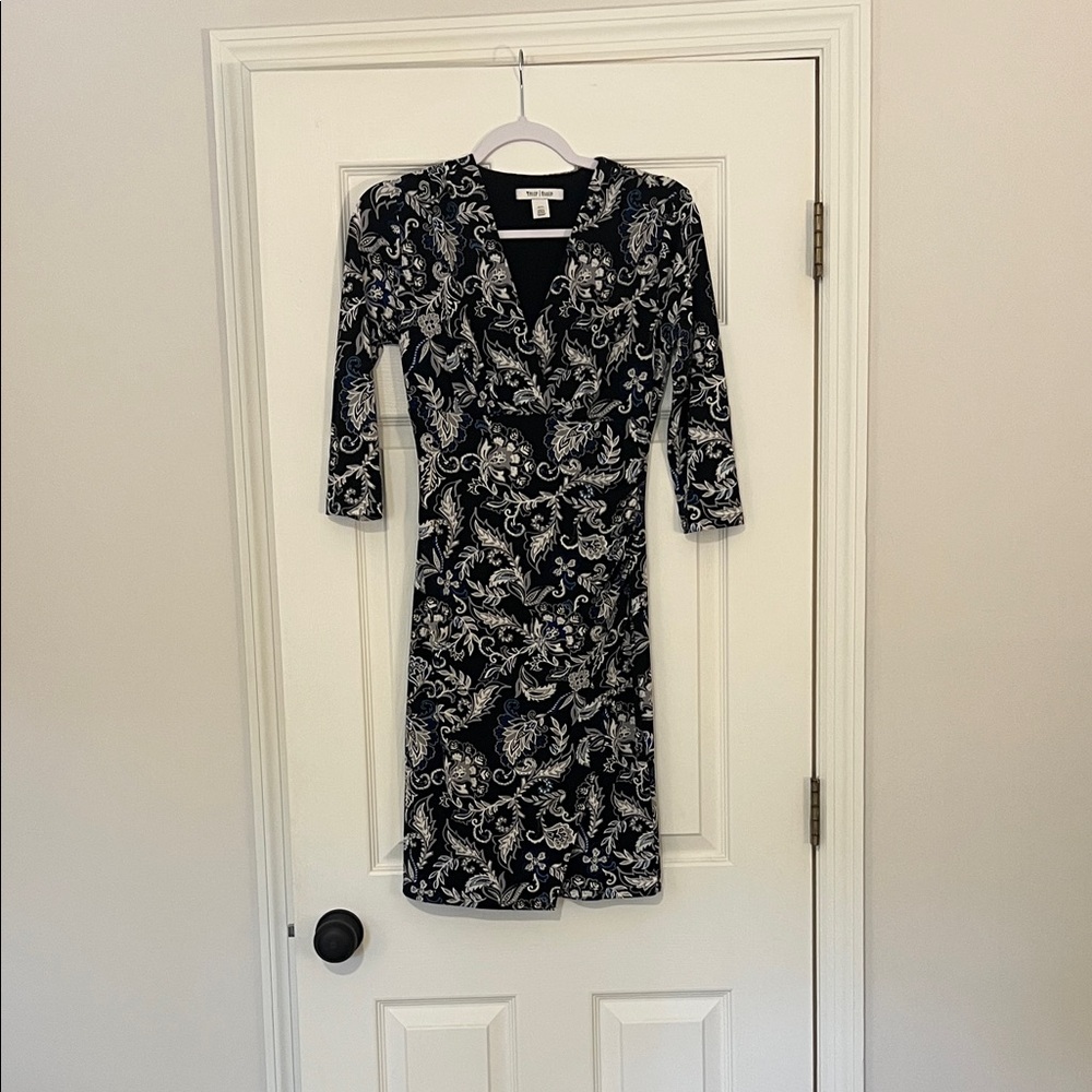 White House Black Market Black and White Patterned Dress